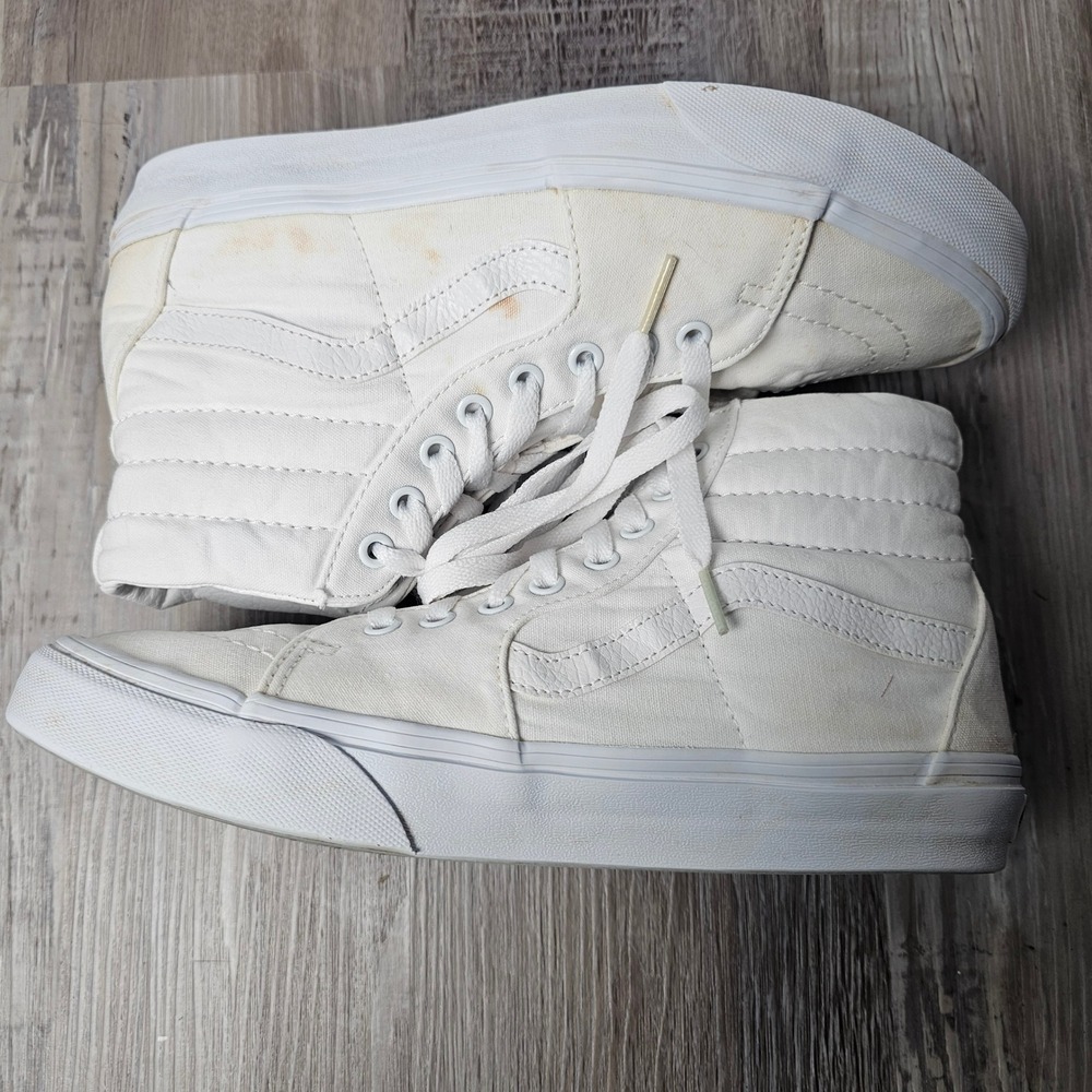 Vans Sk8-Hi High Top Sneakers Mens 8 Womens 9.5 White‎ Classic Skater Canvas